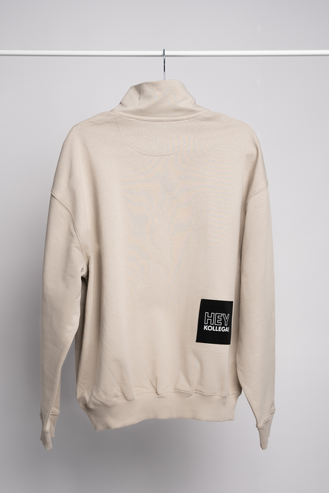 HALF-ZIP SWEATER BEIGE OVERSIZED