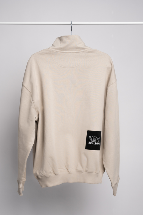 HALF-ZIP SWEATER BEIGE OVERSIZED