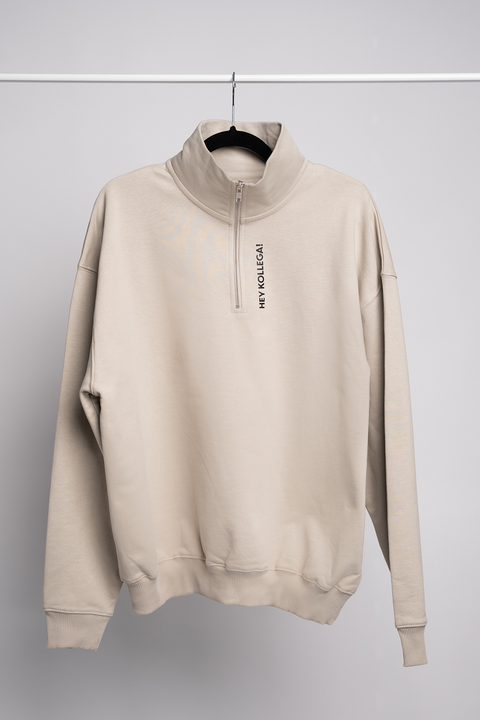 HALF-ZIP SWEATER BEIGE OVERSIZED