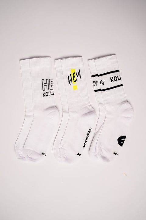 HEY SOCKS WHITE - 3er Bundle